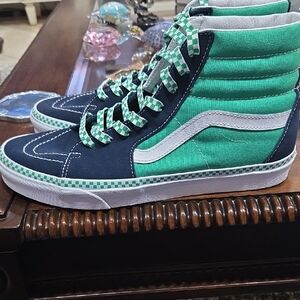 Vans Teal and Navy High-Top Sneakers